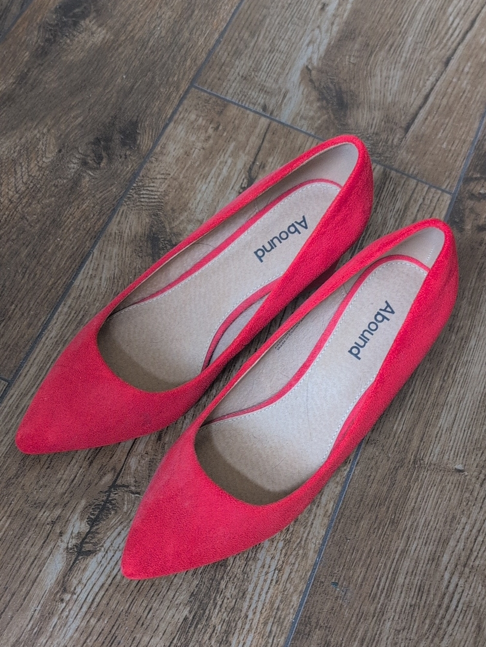 Abound Red Pointed-Toe Suede-Look Flats
